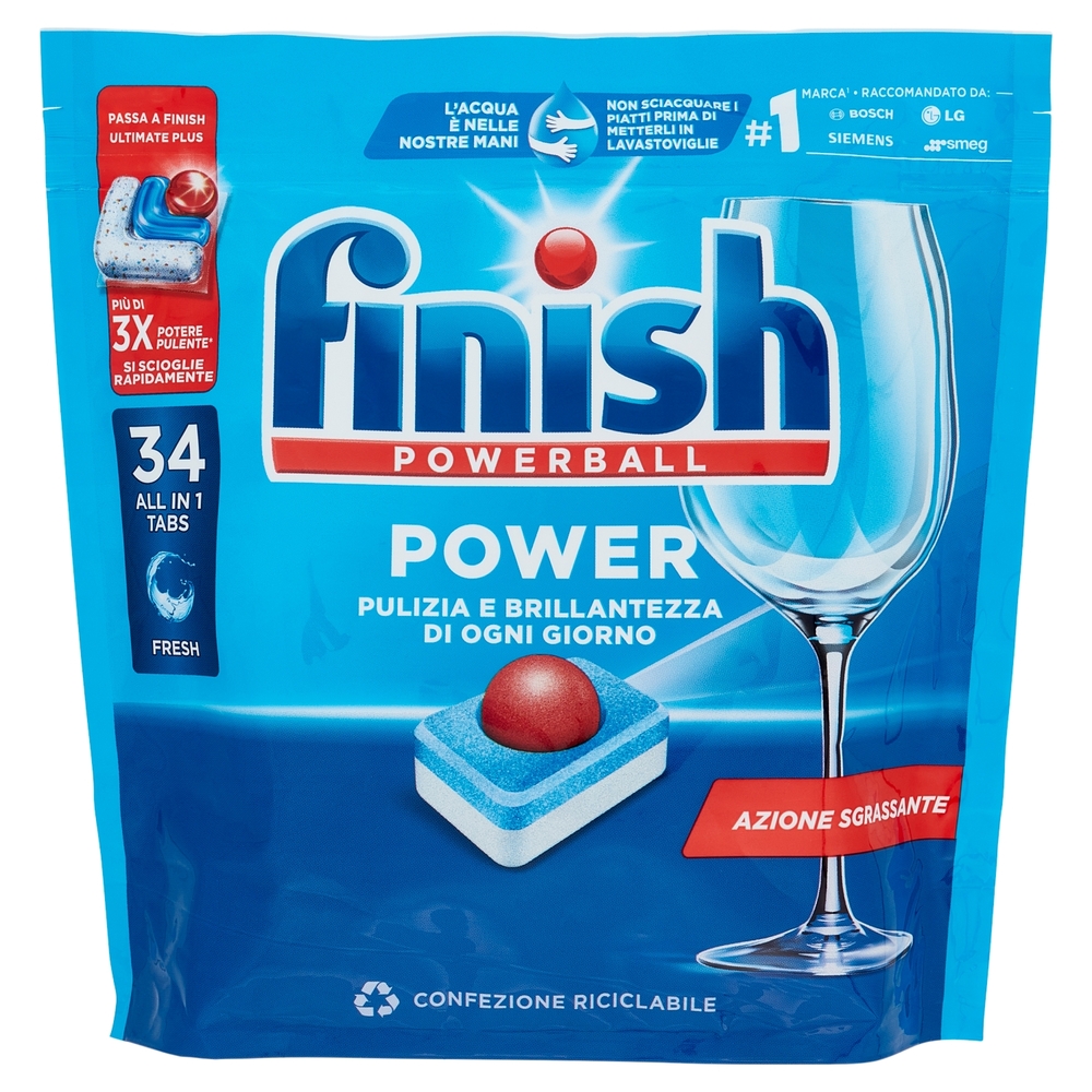 Finish Power All in One Regular pastiglie lavastoviglie 34 lavaggi 544 gr